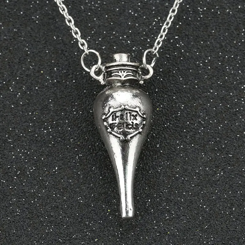 Felix Felicis Magical Potion Necklace Liquid Luck Bottle Vingtage Antique Bronze Silver Color Pendant Movie Jewelry Wholesale