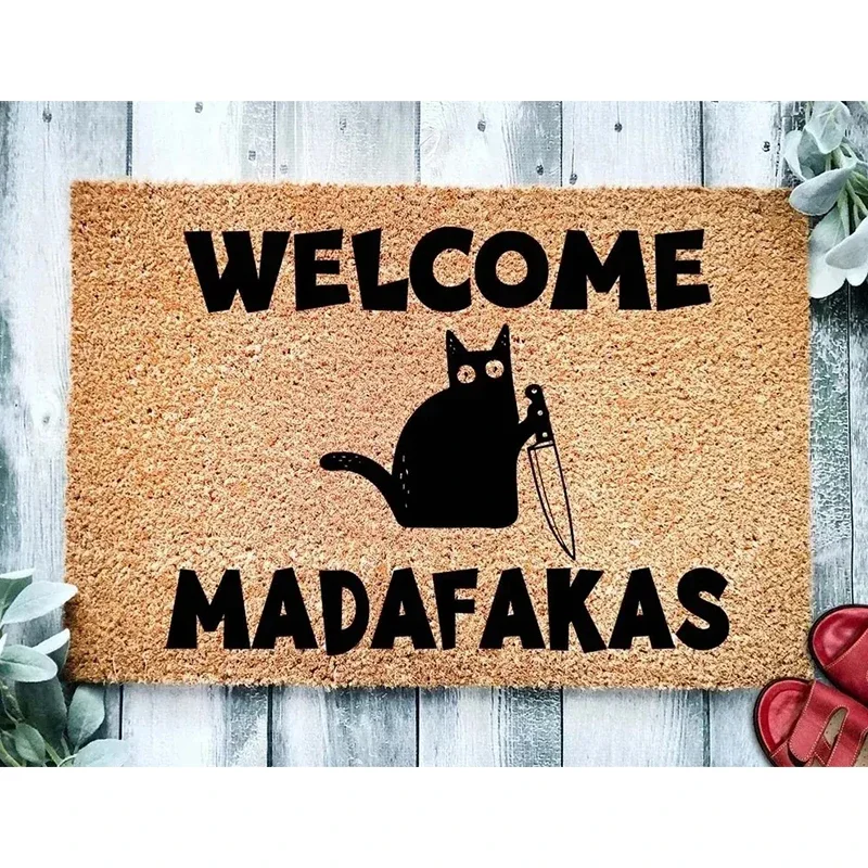 VIKAMA Black Cat رحب بمساحة Madafakas المطبوعة ديكور المنزل متعة المطبخ غرفة نوم البساط داخلي في الهواء الطلق مدخل ممسحة