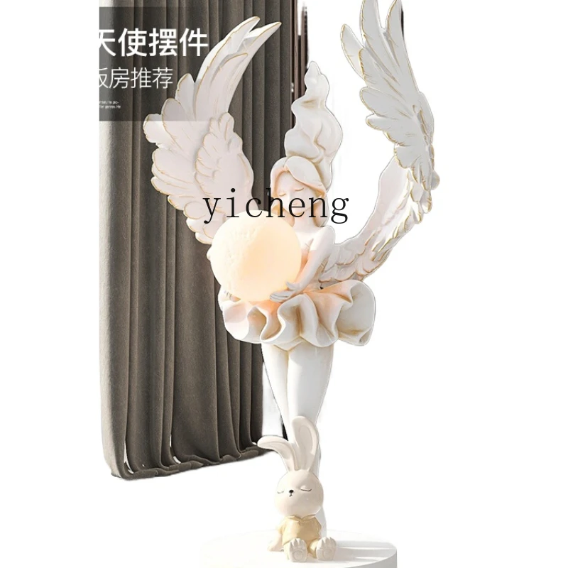 

ZK Angel Girl Large Floor Ornaments Home Ornament Living Room TV Cabinet Lamp Sculpture