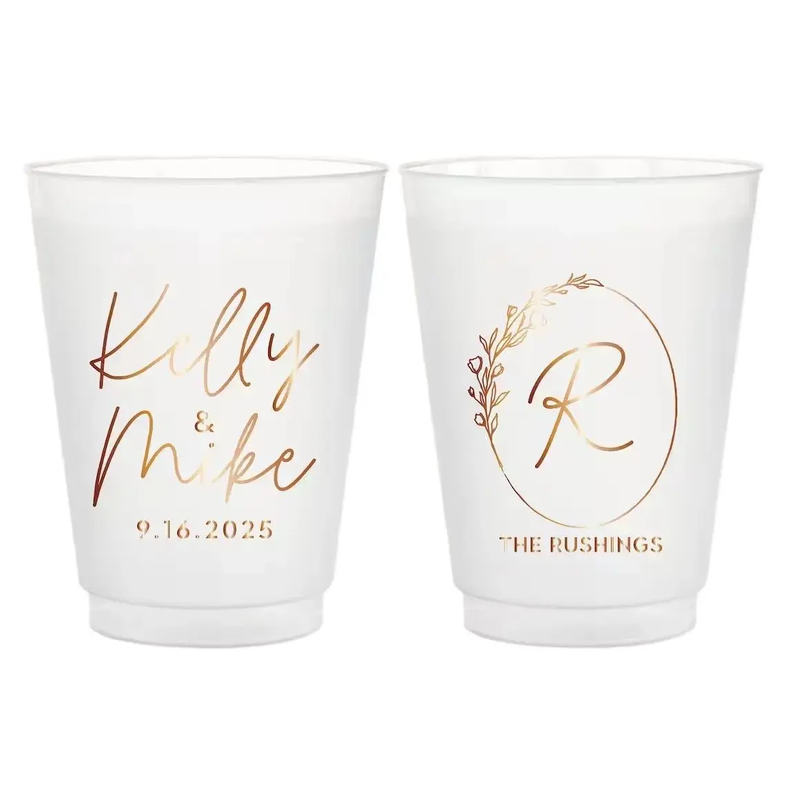 Personalized Frosted Wedding Cups, Monogrammed Wedding Favor, Customized Shatterproof Plastic Cup, Reception Rehearsal Shower Cu