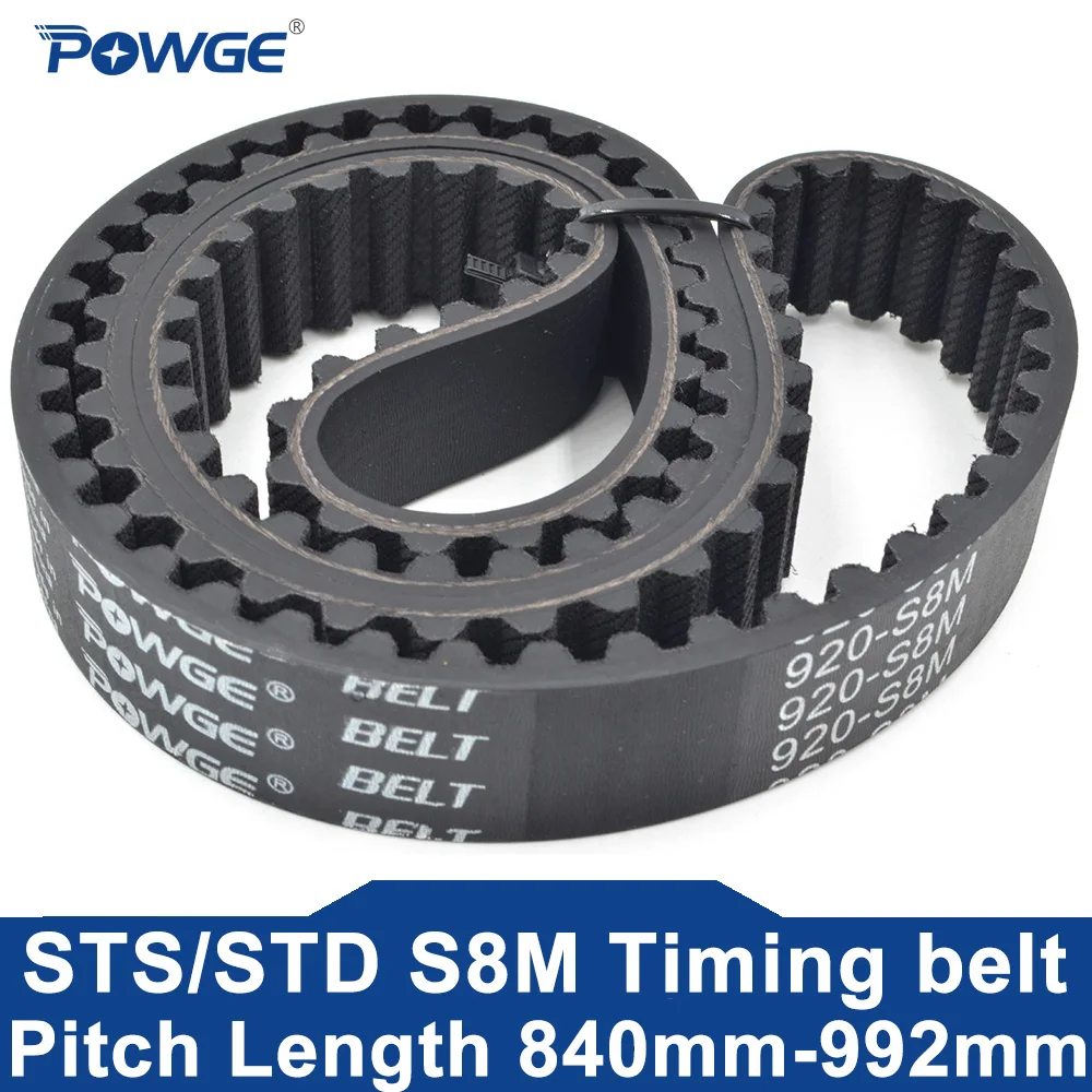 

POWGE STD S8M Timing belt Lp=840 848 856 864 872 880 888 896 904 912 920 928 936 944 952 960 968 976 984 992 Width 15-85 Rubber