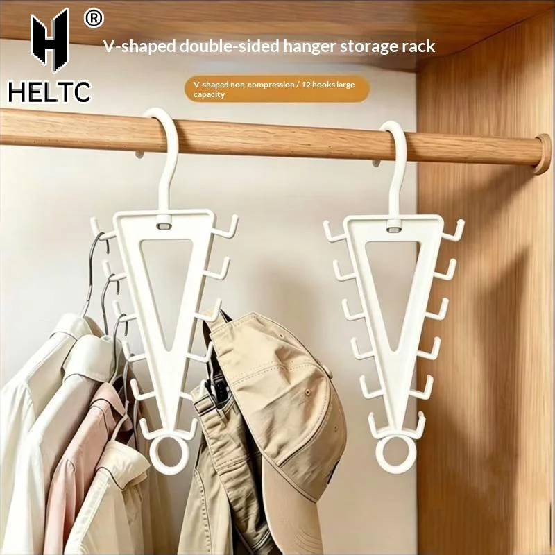 1/2 PCS V Shaped Clothes Hanger Organizer With 12 Hooks Large Capacity Perfect For Closet Storage Saves Space For Clothes Hats