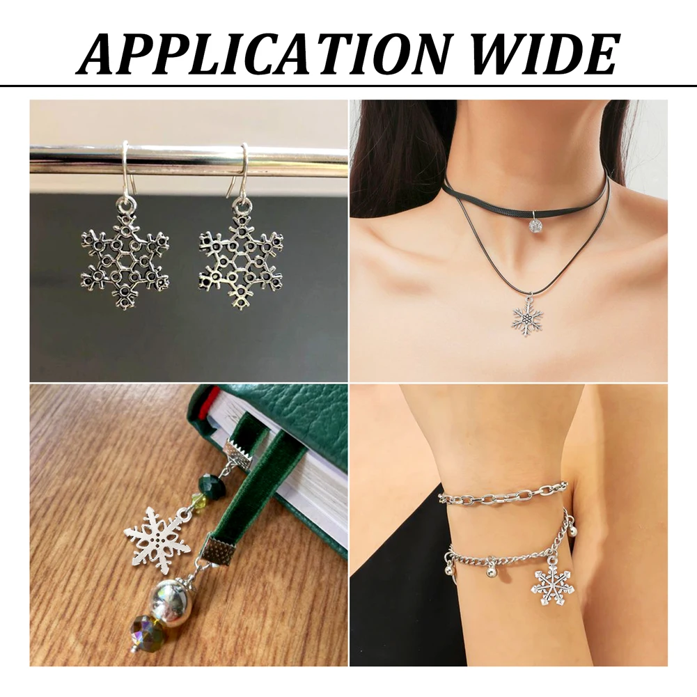 120Pcs Antique Silver Color Snowflake Charms Tibetan Style Alloy Earring Necklace Pendant For DIY Jewelry Making Accessories