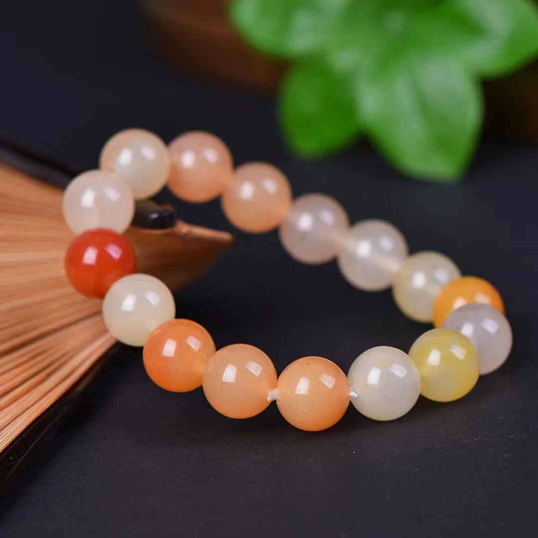 Hetian Jade Seda Dourada Cadeia Mão, Natural Multi-Cores Pulseira de Pedra, Pulseiras de Pedras Preciosas Femininas, Amuleto Encantos Jóias