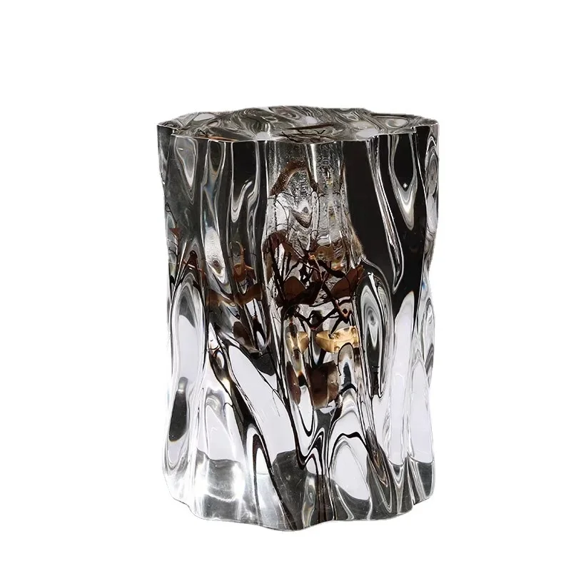 

Transparent epoxy pier, buried branches, new Chinese-style living room tea room bench, crystal, solid wood pier sculpture