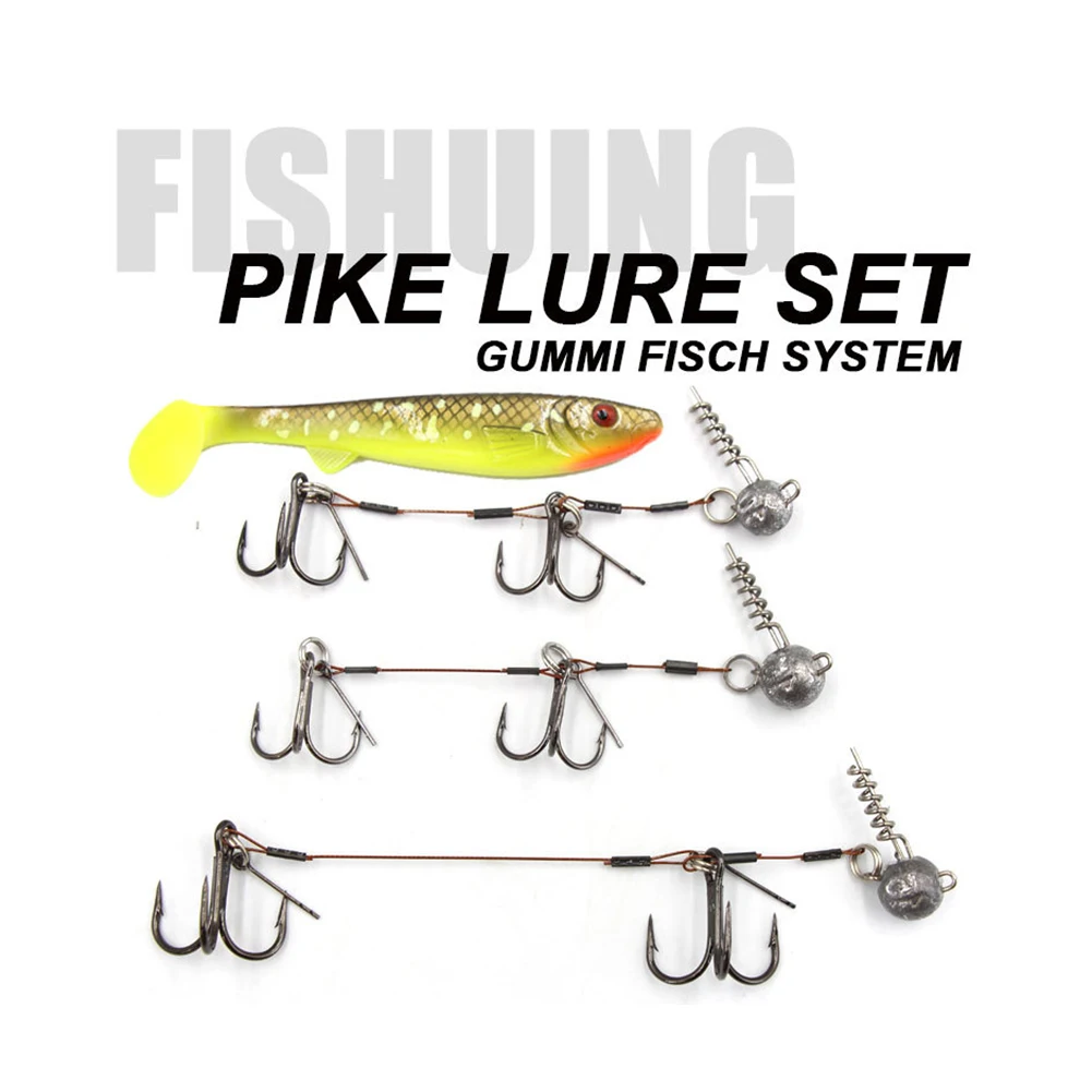 Pike Stinger Fishing Rig Treble Hook Center Pin Connector Set Corkscrew Stingers For Big Shad Screw Connect Pike Bass Perch Bait