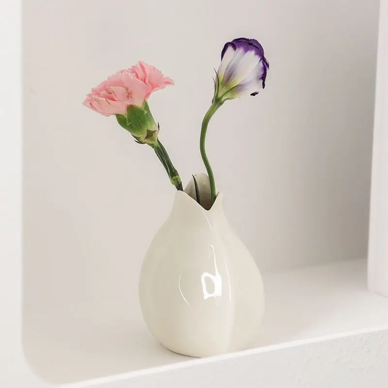 Modern Vase White Simple Flower Insert Hydroponic Clearance Small Caliber Indoor Home Ornament Living Room Flower Vase