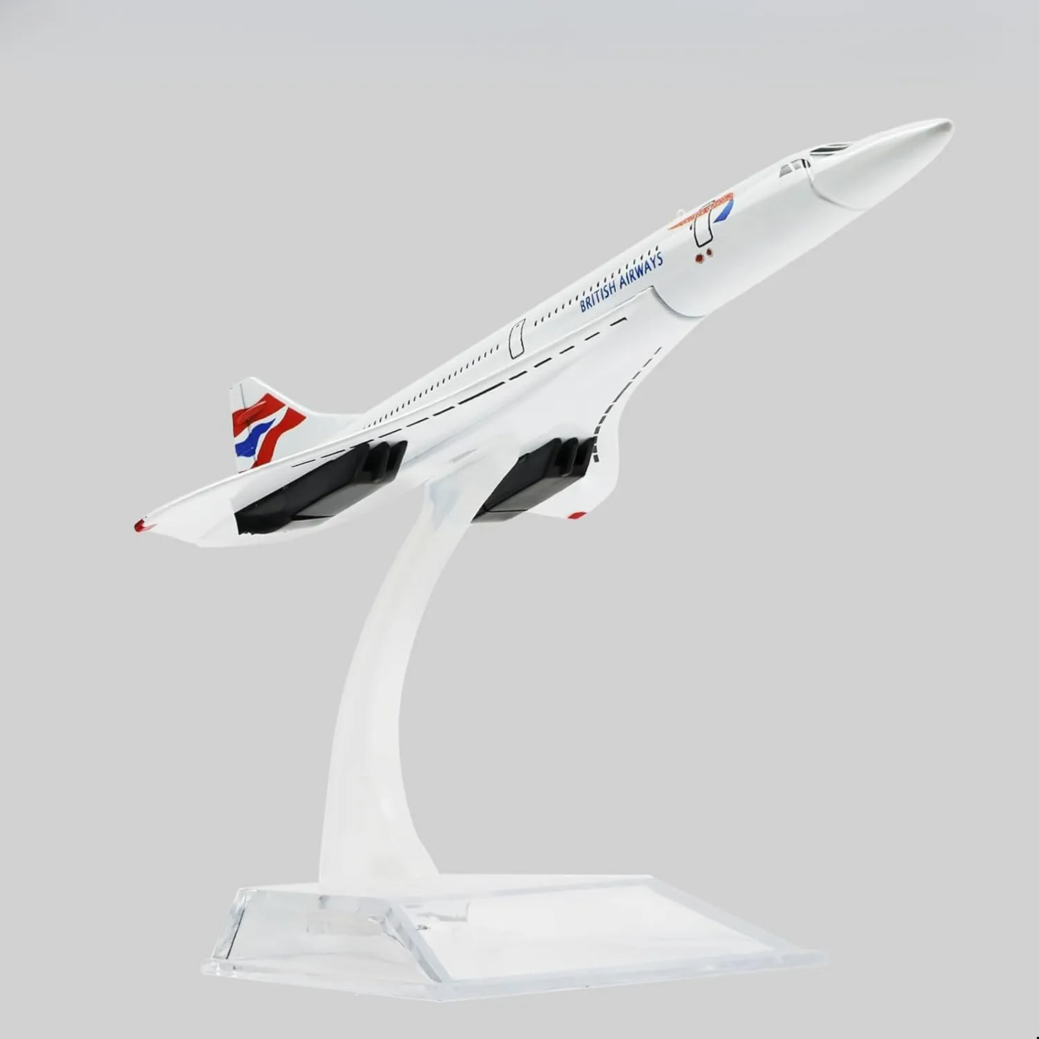 1/400 Scale Concorde Diecast Metal Airplane Model Kit with Stand (15.5cm L) Mini Airplane Creative Decorations or Toy Gift