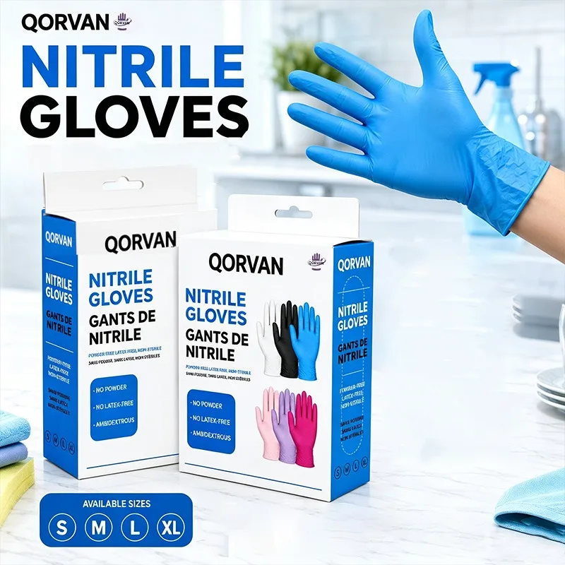 10PCS Blue Disposable Nitrile Gloves Powder Free Latex Free Ambidextrous for Kitchen Dishwashing Household Cleaning Tasks