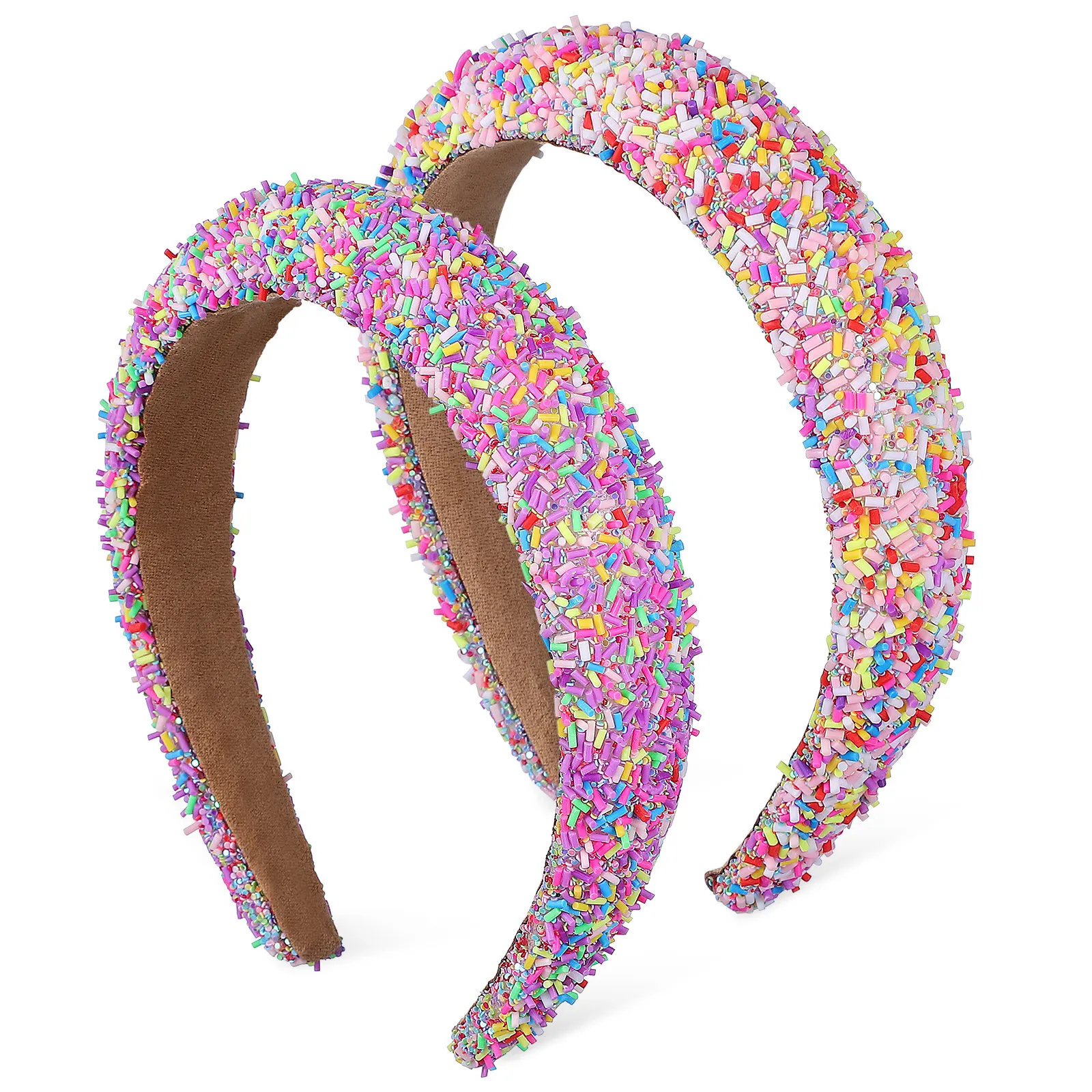 

2Pcs Thick Wide Headbands for Women Girls Soft Sponge Padded Hairband Candy Sprinkle Design Secure Fit Makeup Spa Face Care