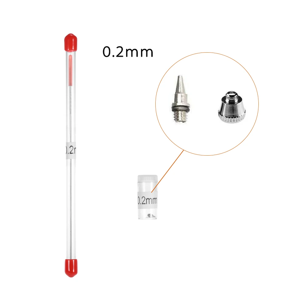Needle Nozzle Cap Replacement Spray Gun 0.2/0.3/0.5 MM Air Brush Clean Kit Parts Accessories Tool