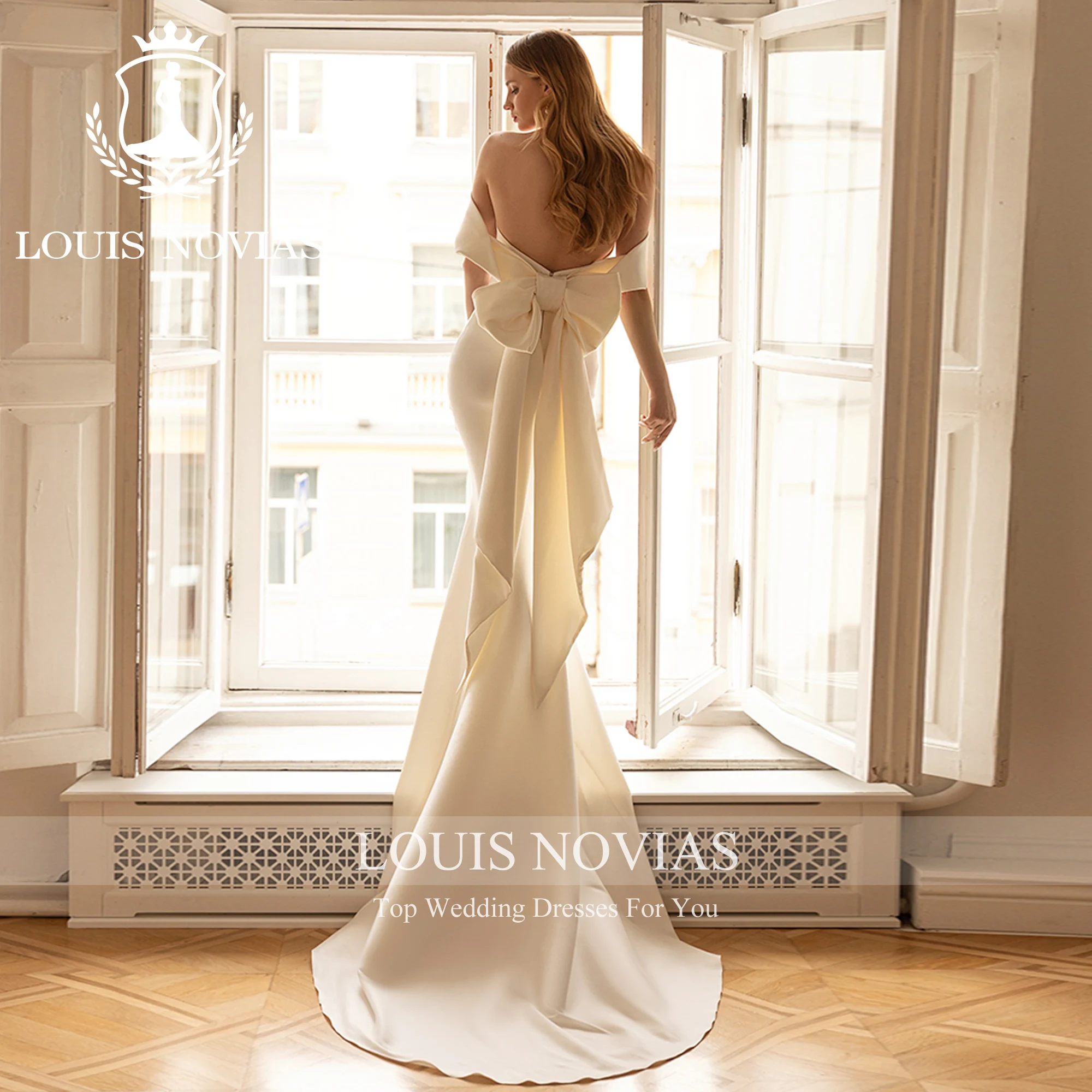 Louis novias-マーメイドスタイルのウェディングドレス,裸の肩,サテン,ストラップレス,ヴィンテージ,セクシー