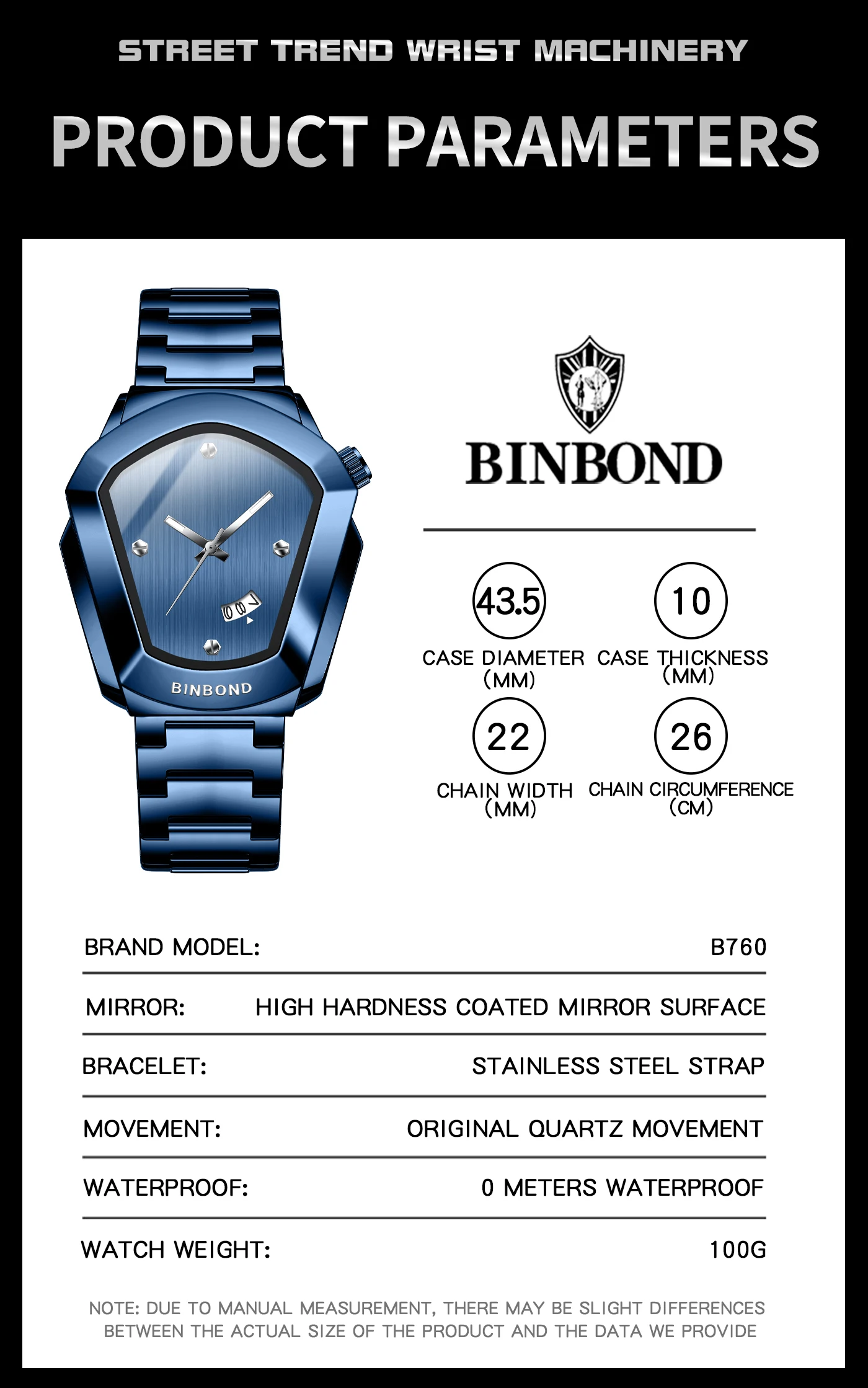 BINBOND New B760 Fashion Machine Model Men's Quartz Watch Waterproof Night Light Calendar Business Men's Quartz Watch 2025
