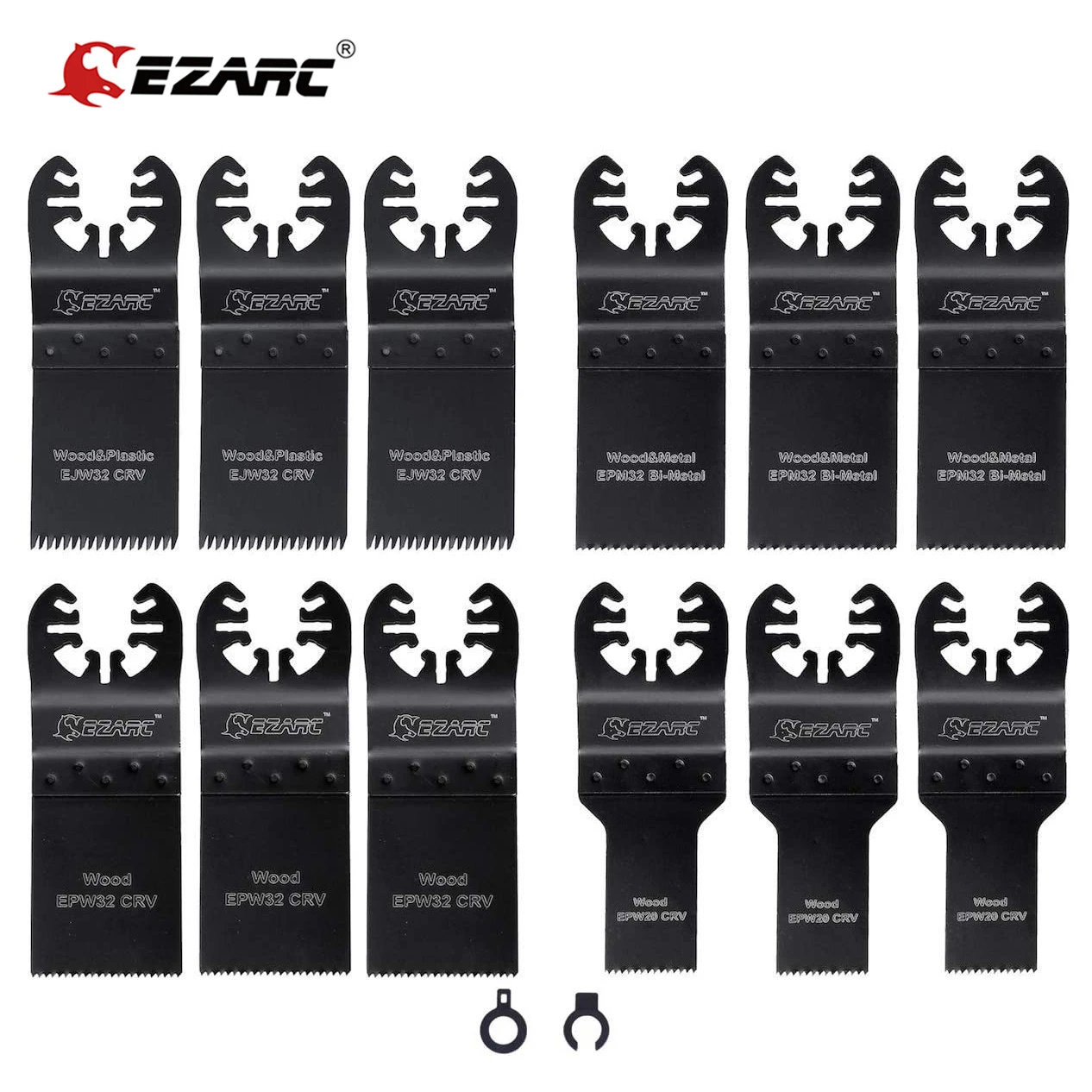 EZARC 12Pc Oscillating Multitool Blades Set Precision for Wood and Metal Oscillating Saw Blades Kit for Quick Release Multi Tool