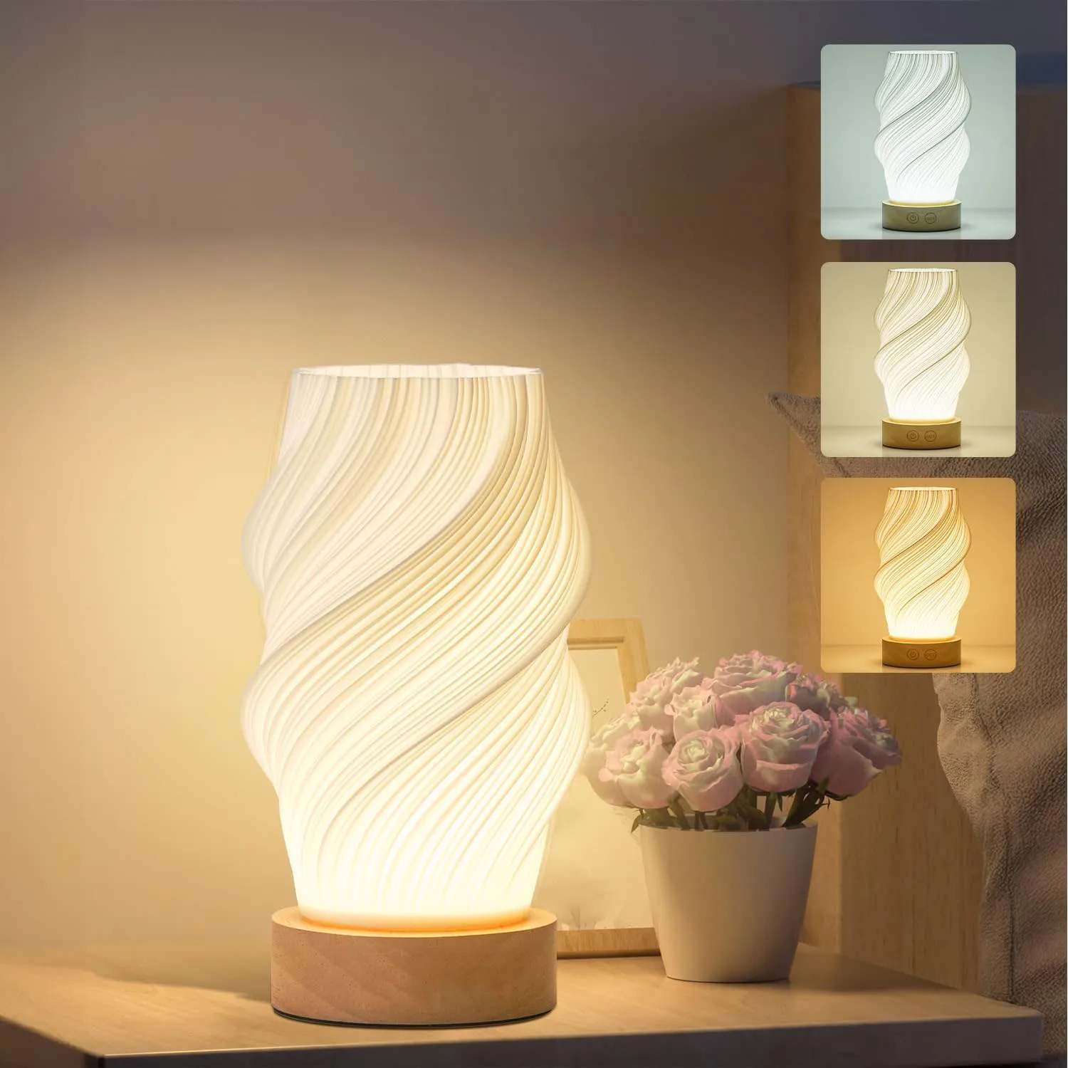 

3D Desk Lamp Pleated Bedroom Bedside Lamp 3 Levels Dimmable Desk Lights LED Night Light Coffee Shop Card Seat Atmosphere Lamp