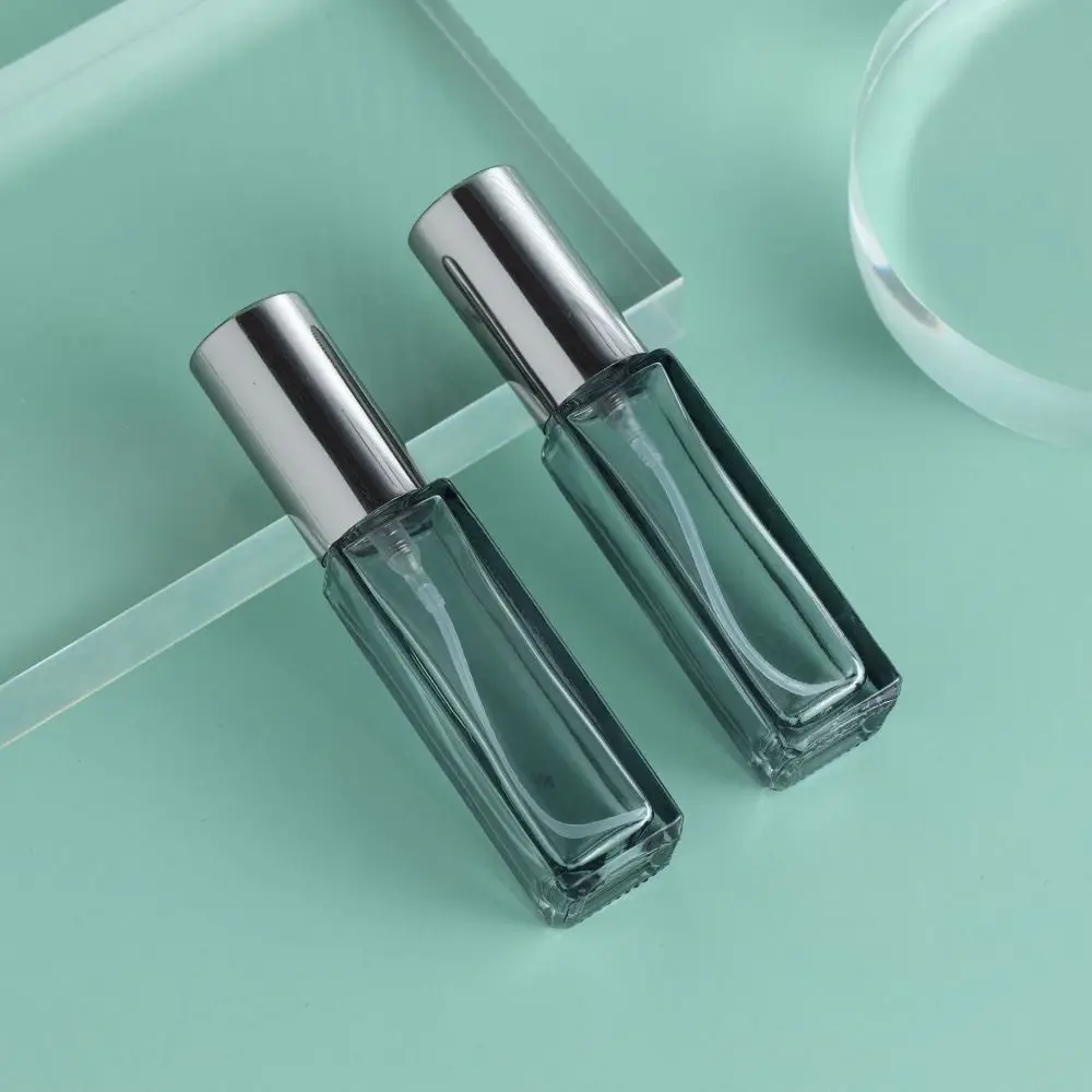 Portable Colorful Square Spray Bottle 10ml 20ml Mini Glass Bottle Clear Refillable Bottle Sample Vials Travel