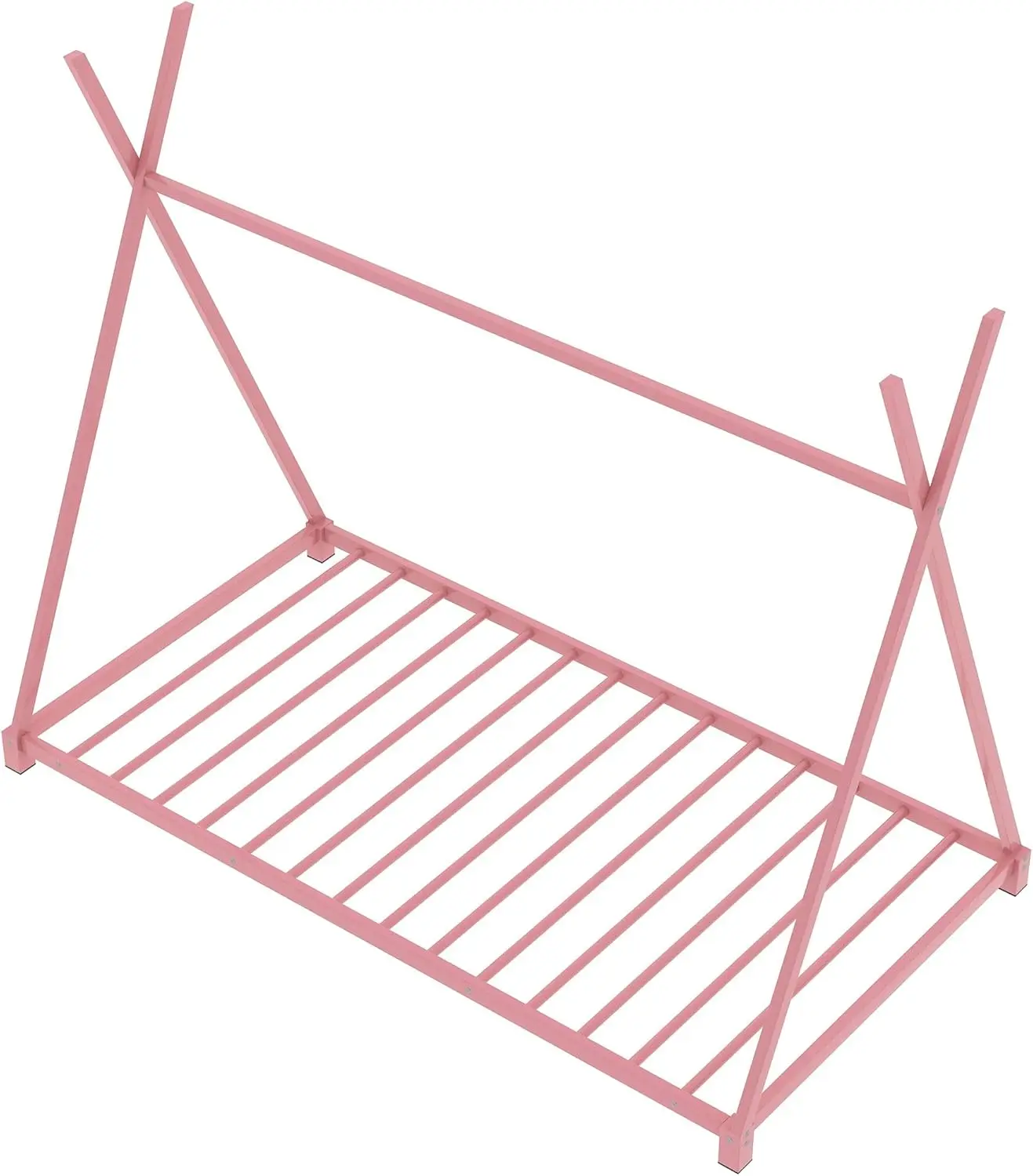 Lit avec lamelles et structure triangulaire, cadre de lit au sol Montessori, taille jumelle, lit de maison jumeau, lit au sol pour enfants