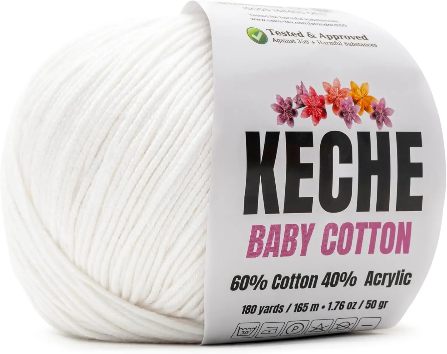 

Cotton Acrylic Yarn, Soft for Crochet Knitting Amigurumi, 1 Skein 1.76 Oz 180 Yrds White