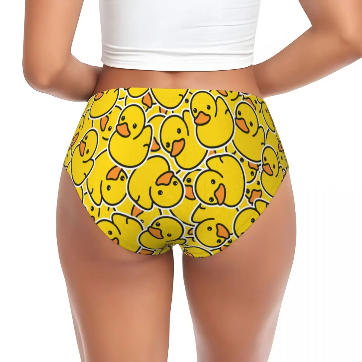 Custom Yellow Classic Rubber Ducky Briefs Underwear Women's Comfortable Stretch Panties