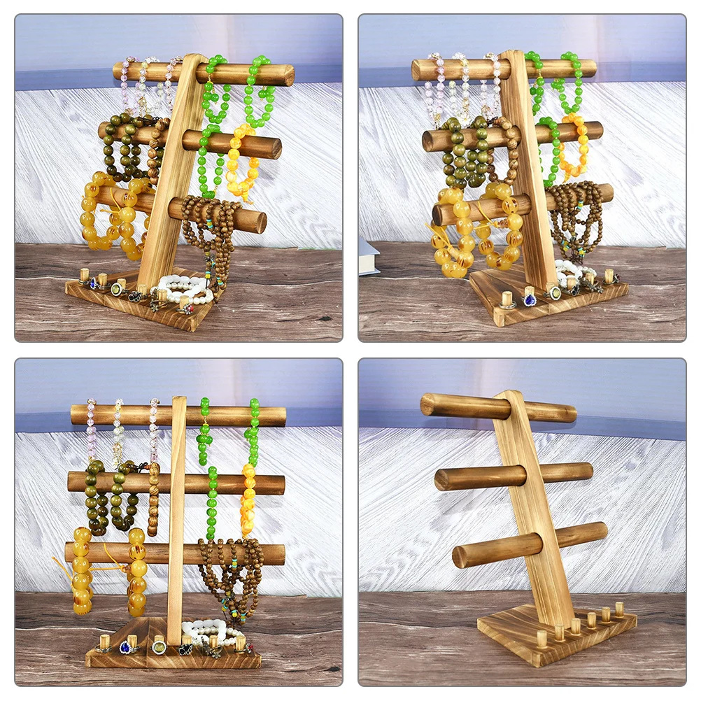 

3 Tier Bangle Rack Jewelry Display Stand Wooden Bracelet Organizer Safe Reliable Reusable Longtime Use Home Shop Exhibition Gift
