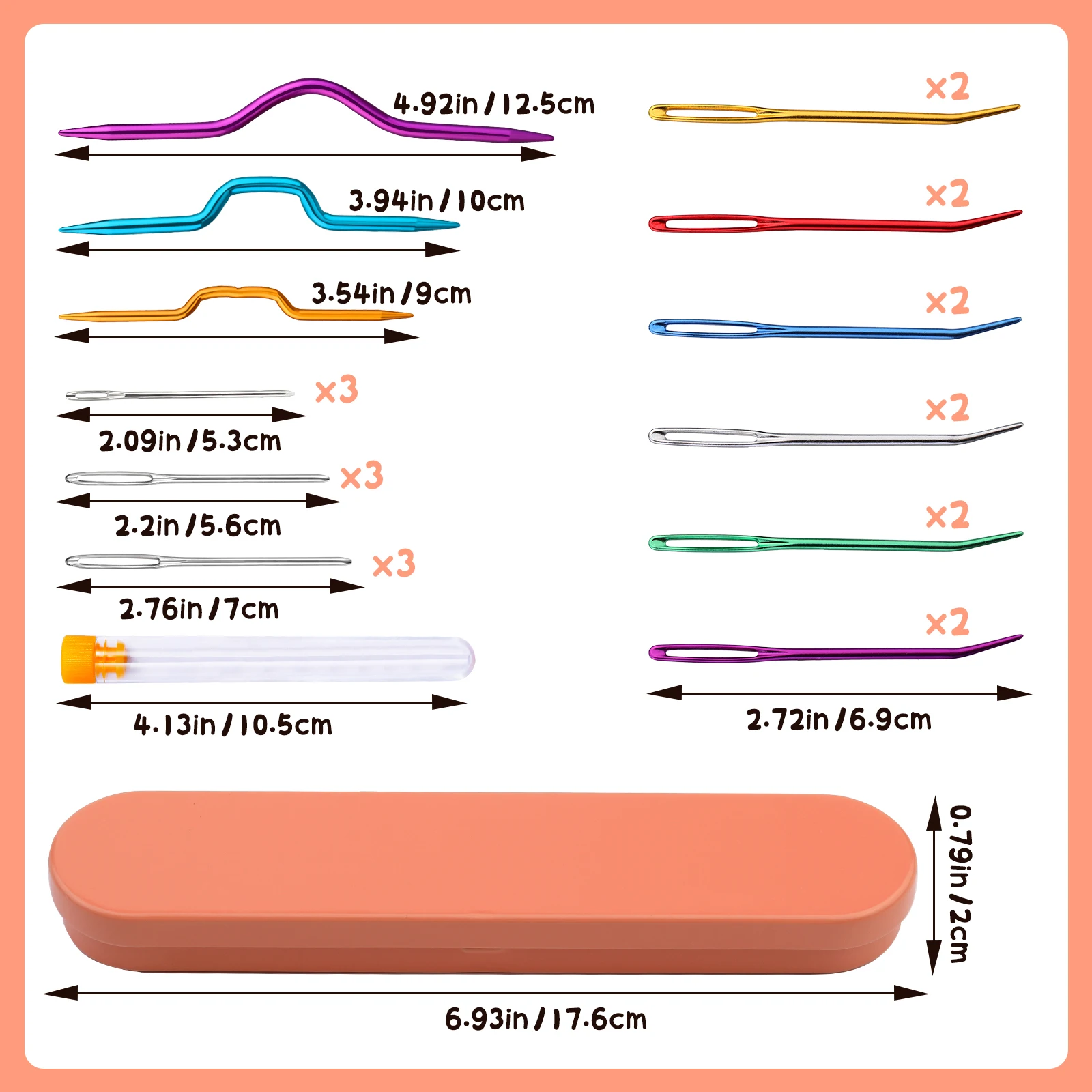 Professional Crochet Knitting Set with Yarn Needles Tapestry Needles Large-Eye Blunt Needles Darning Needles Storage Box