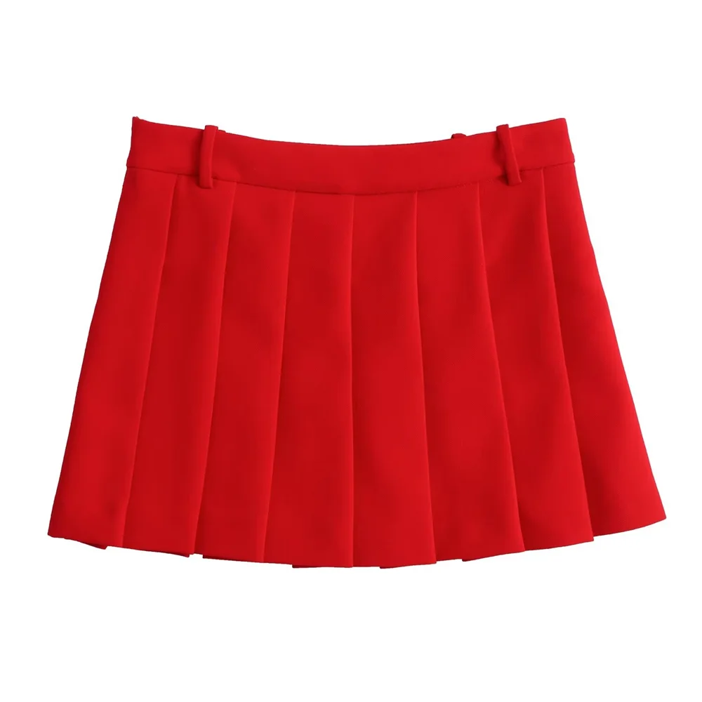 Taop&Za 2024 temperament versatile red tight suit jacket/A-line short pleated skirt half skirt women\'s set