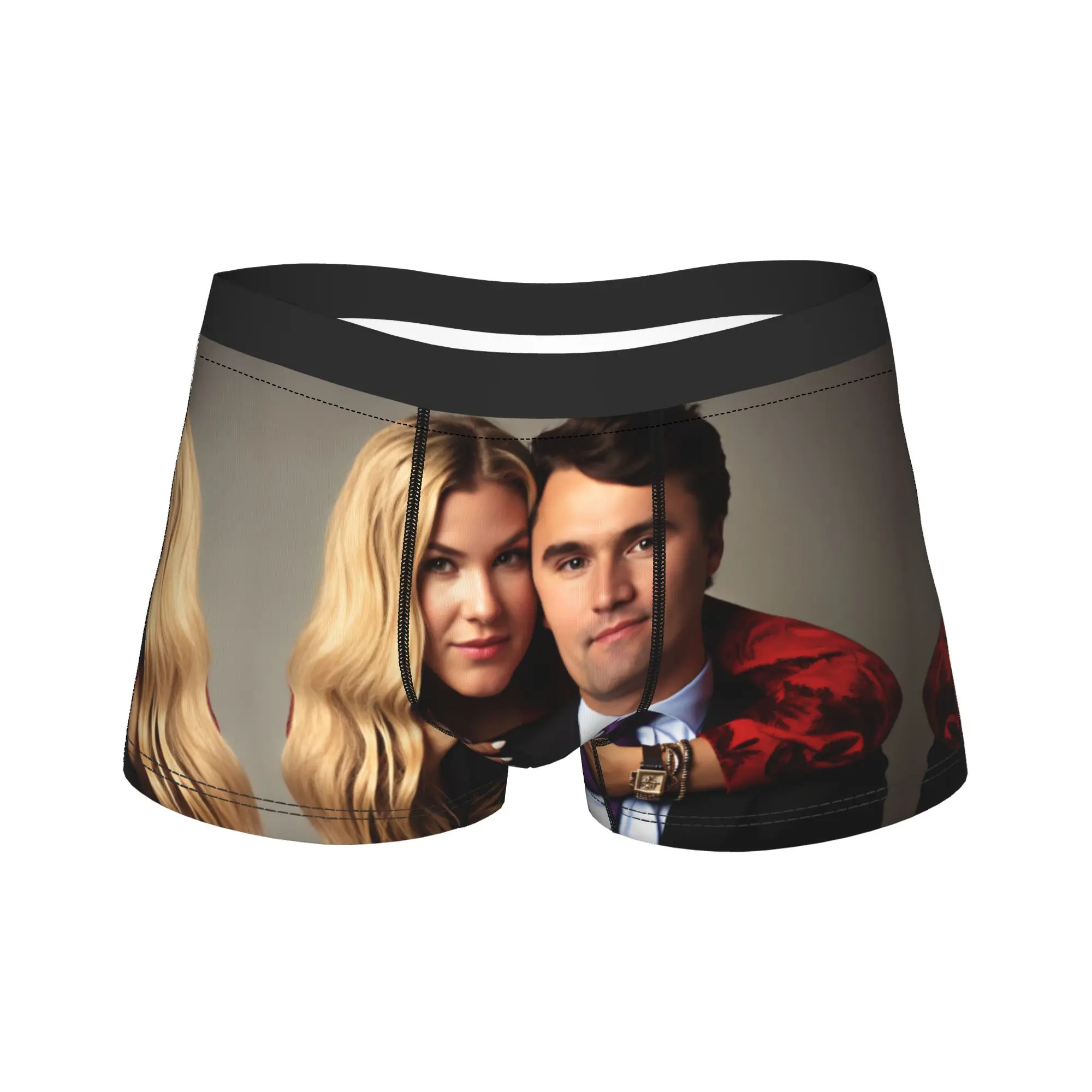 Charlie Kirk With Wife Erika Kirk Underwear  Men Panties Custom Breathable Boxer Shorts High Quality Boxer Brief Big Size