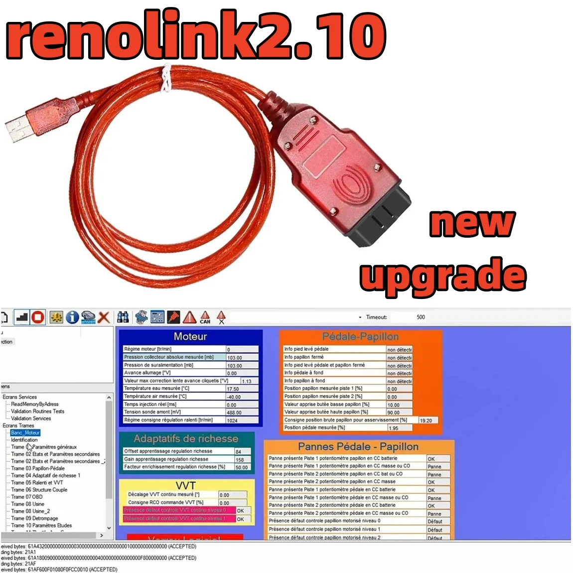 2024 Renolink V2.10 OBD2 кабель для автомобиля Renault, инструмент для автомобиля, ECU T AIr-ba9 ECM UCH Key, профессиональный интерфейс программатора