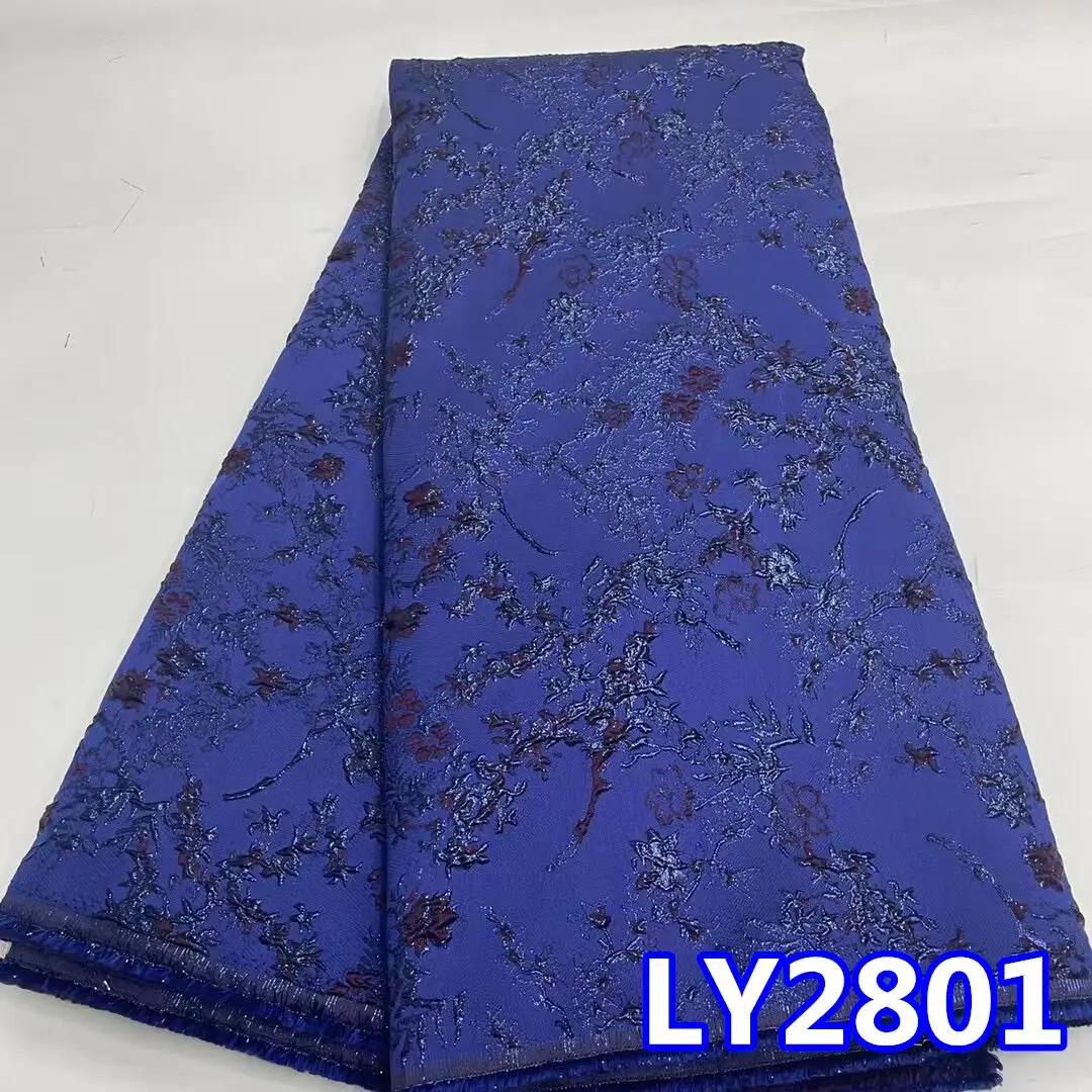 Jacquard Brocade Lace Fabric Materials 2023 High Quality African Nigerian Organza Lace Fabric For Woman Party Dress Sew LY2801