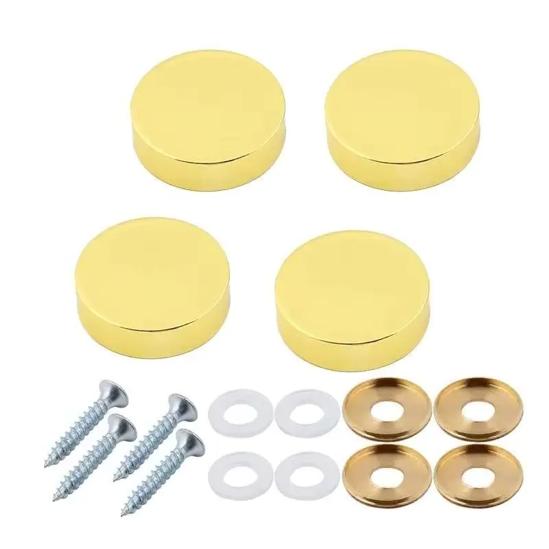 Luxury Gold 100PCS Pure Brass Flat Advertisement Nails Acrylic Billboard Sign Glass Mirror Nails Screws Gold Decorative Caps