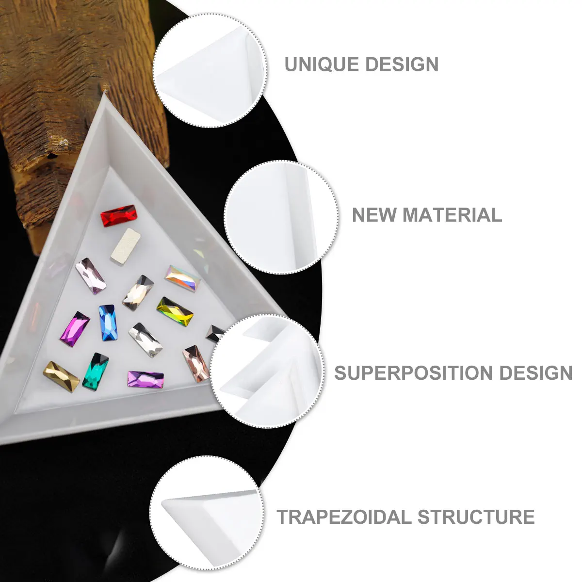 

10 Pcs Jewelry Storage Tray Beads Organizer White Triangular Plastic Craft Tool for Rhinestones Diamond Supplies Lightweight