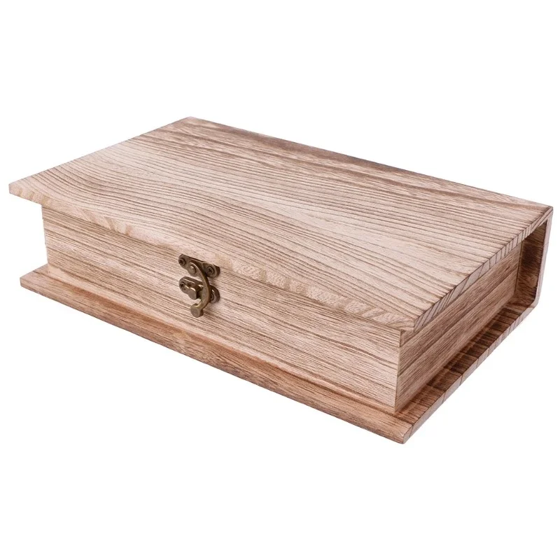 

2025 Wooden Hinged Lockable Box Jewelry Storage Organizer for Crafts and Sundries