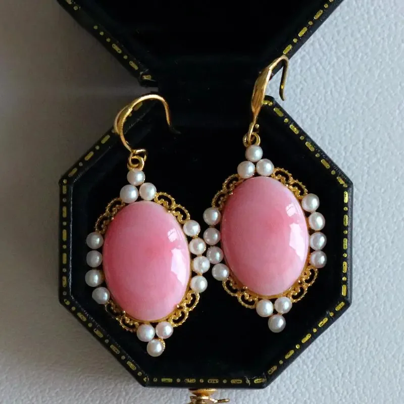 925 Sterling Silver Jewelry Delicate Crystal Pink Stone Pearl Drop Earrings for Women Wedding Party Jewelry for Girl Friend Gift 3