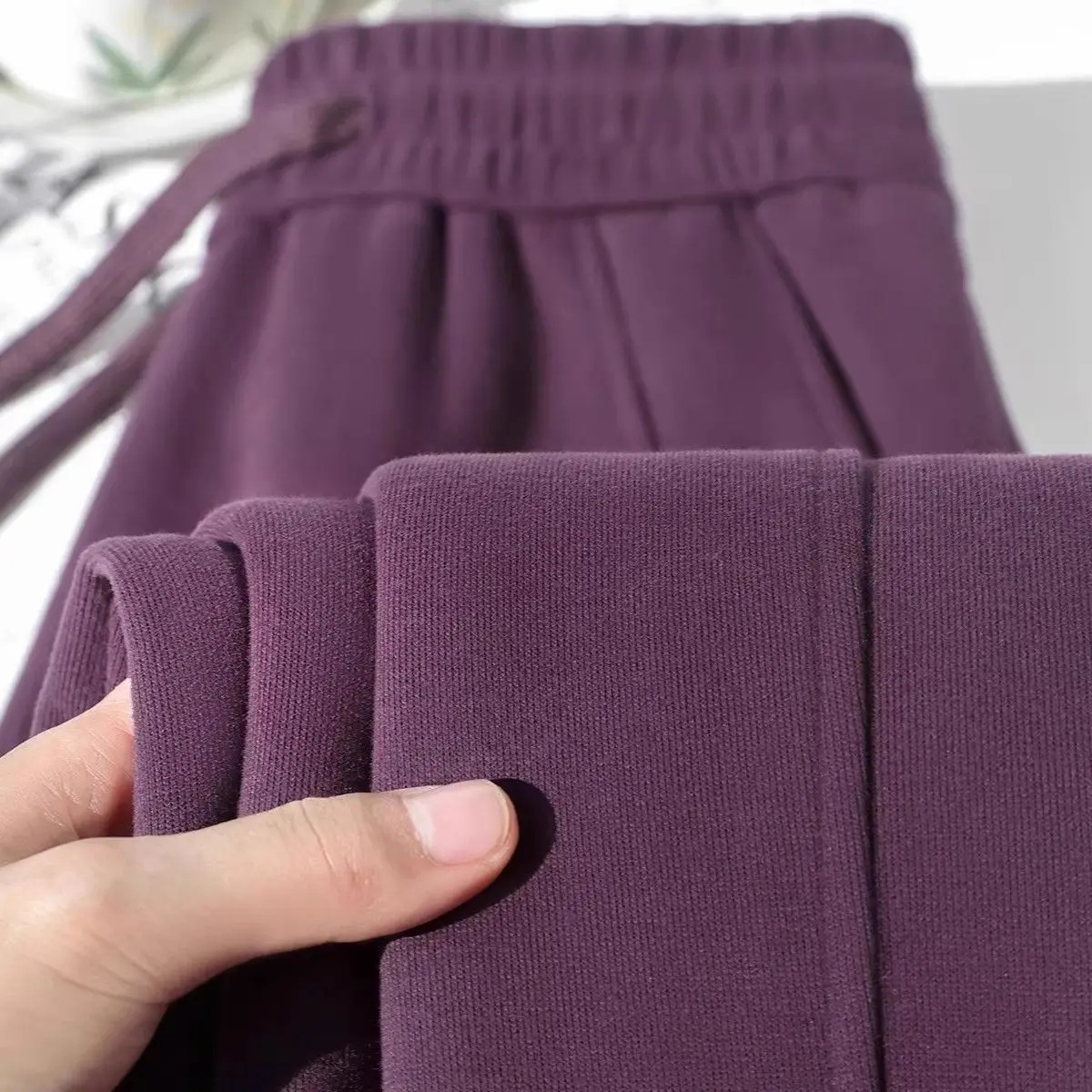 Waist Straight Leg Wide Leg Pants Merlot Purple Slimming Spring Autumn Loose Drapey Sporty Sweatpants Korean Style 3 Waist Straight Leg Wide Leg Pants Merlot Purple Slimming Spring Autumn Loose Drapey Sporty Sweatpants Korean Style 3