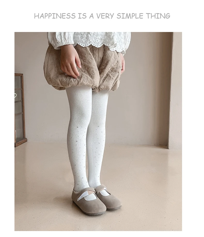 Niedliche Mädchen Frühling Herbst Weiche Baumwolle Warme Glänzende Strumpfhose Vertikale Streifen Glitzer Strass Leggings Kawaii Elastische Kinder-Strumpfhose – Detail 17