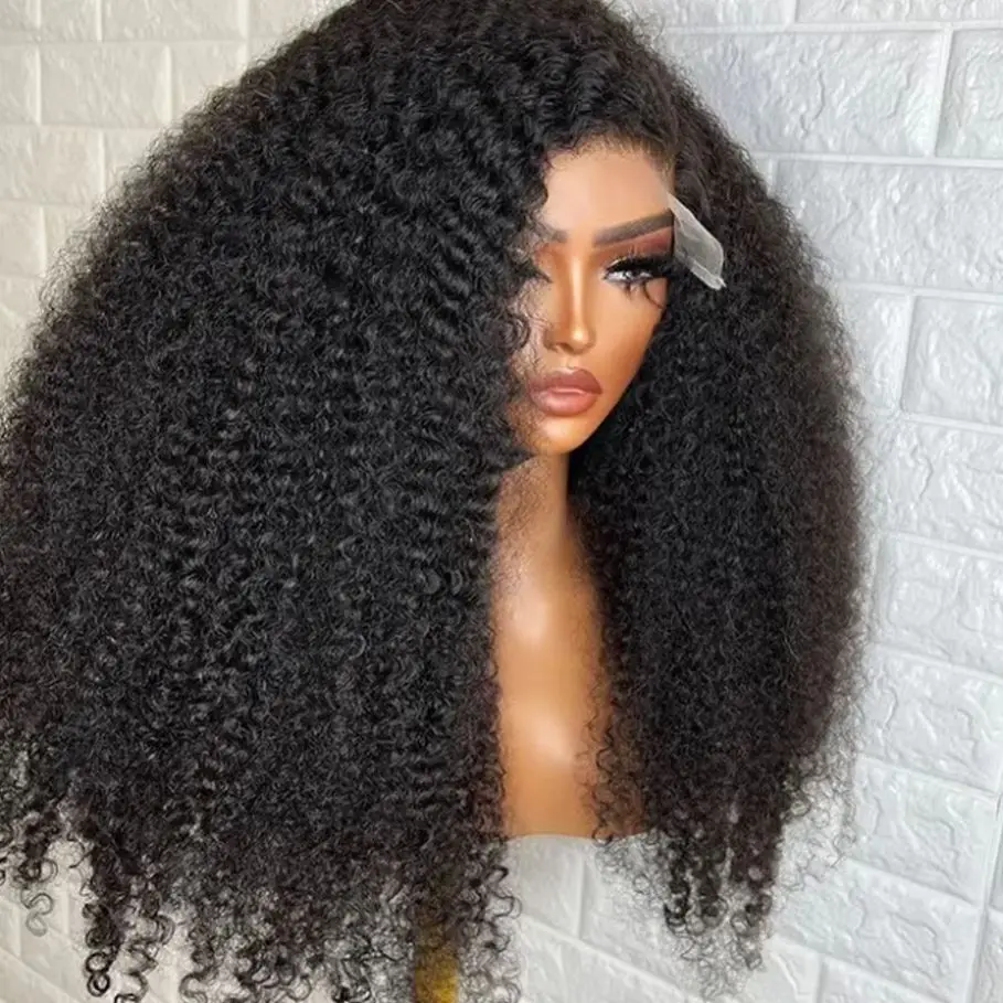 

Мягкий 180 Плотность Натуральный Черный Кудрявый Вьющийся 26-дюймовый Длинный Бесклеевой Парик Фронта Шнурка 13x4 Для Женщин Детские Волосы Предварительно Сорванные Термостойкие