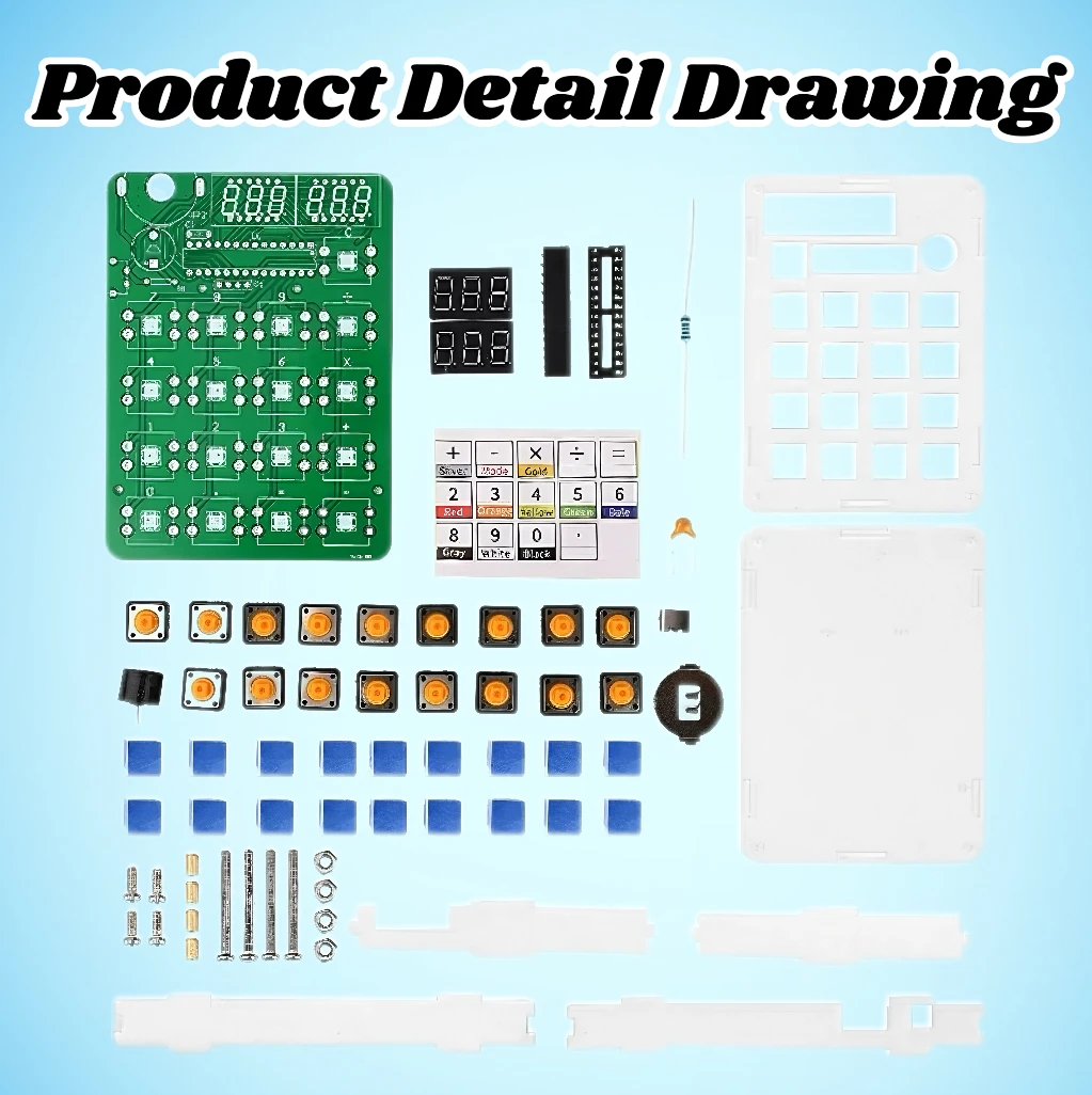 DIY Calculator Electronic Production Kit LED Digital Tube Display With Shell Single-Chip Microcomputer Soldering Practice Kit