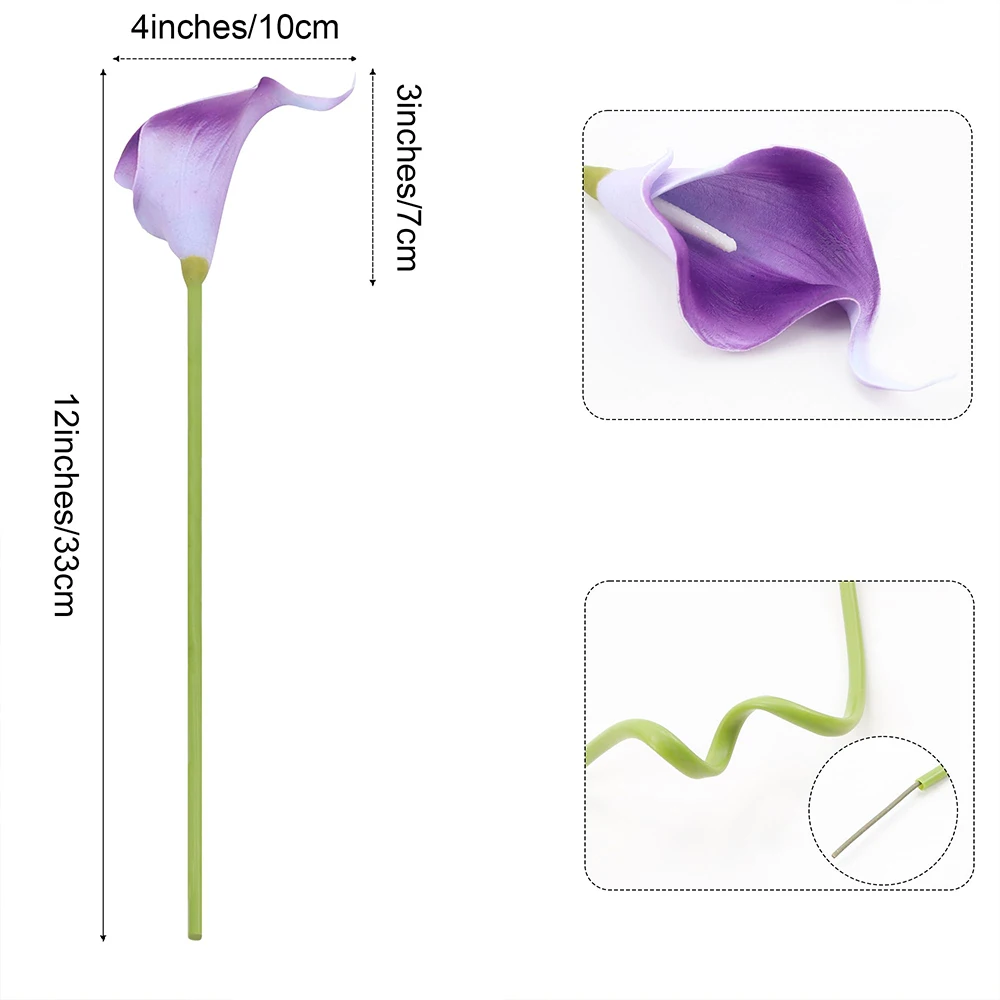 5 Stück künstliche Blumen PU-Calla-Lilien für Zuhause, Zimmer, Desktop-Dekoration, Muttertagsgeschenk, Hochzeit, Herzstück, Dekoration, künstliche Blumen – Detail 1