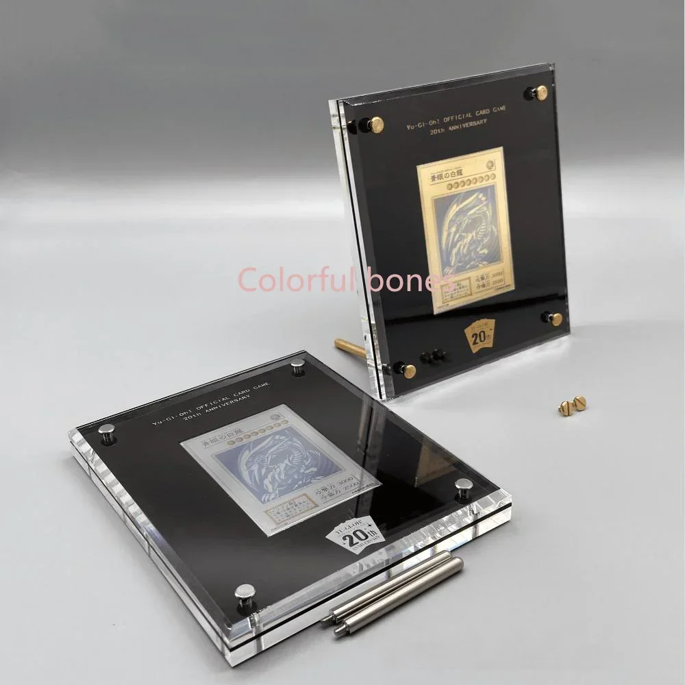 Yu-Gi-Oh 20th Anniversary Blue-eyes White Dragon Pure Gold or Silver Acrylic Display Card Brick Photo Frame Card Is Included Toy