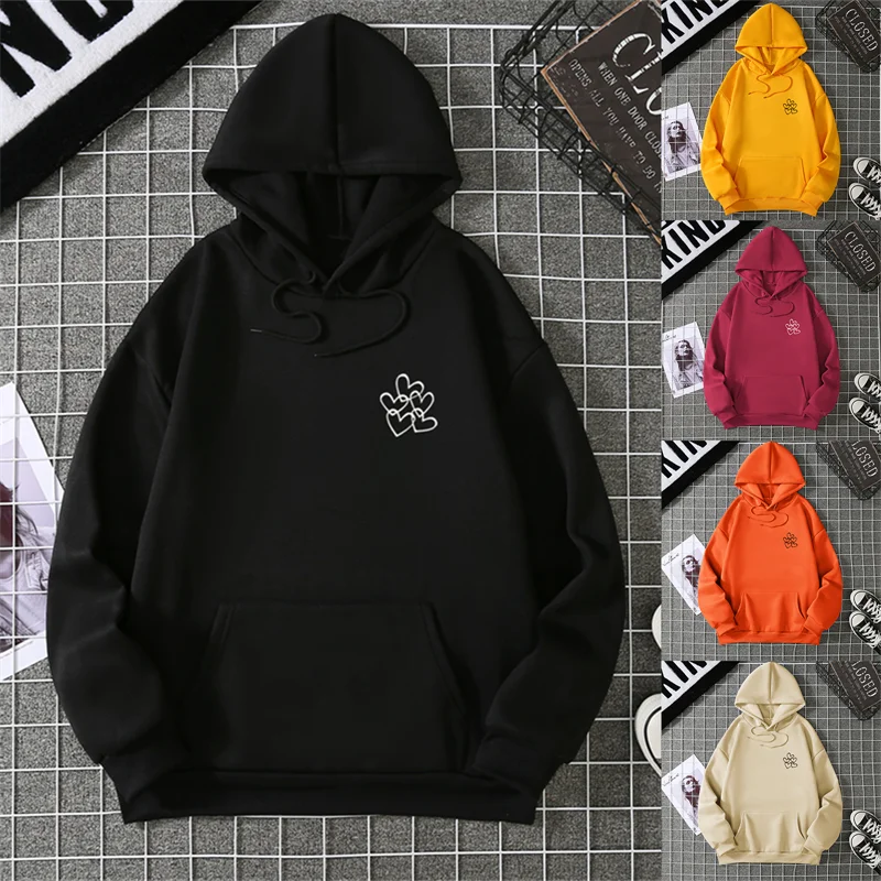 

Новинка 2025, высококачественные толстовки, мужские осенние и зимние толстовки с капюшоном и принтом любви, универсальный повседневный и свободный пуловер с капюшоном