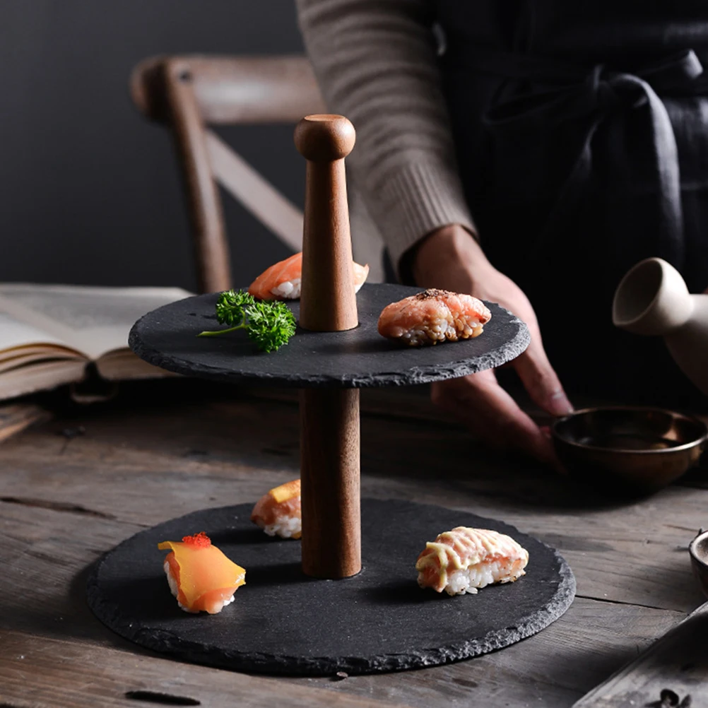 

1Pcs Sushi Plate Round Wooden Serving Tray Japanese Style Sushi Cake Dish for Sashimi Dumplings Desserts Home Kitchen