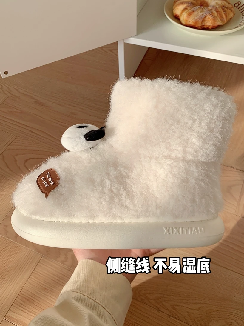 Women boots Wool Cotton Shoes For Women Winter Home Cute And Cute Panda Plush Thickened Warm And Anti Slip Snow Boots