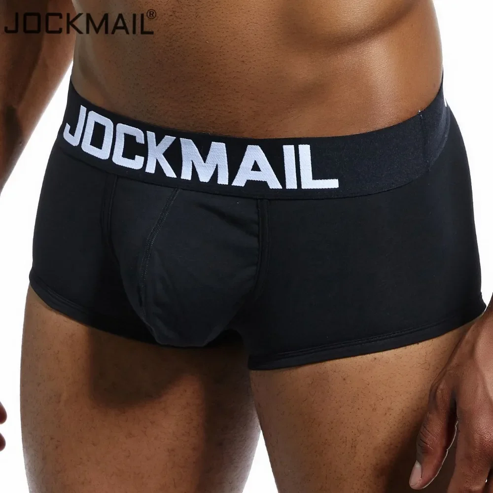 JOCKMAIL Shorts Men Underwear Soft Boxers Cotton Boxer Men Solid Boxer Shorts Plus Size Sexy Mens Underwear Gay Penis Pouch