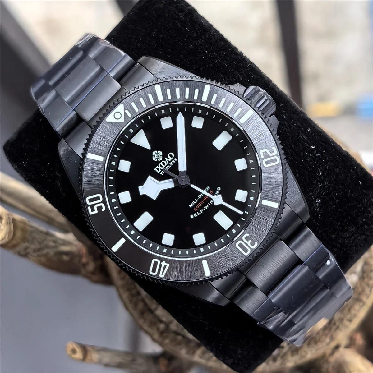 New IXDAO ipose 39mm Men Diver Watch Black Vader Titanium Automatic Mechanical Watches BGW-9 Luminous Sapphire 100 Waterproof