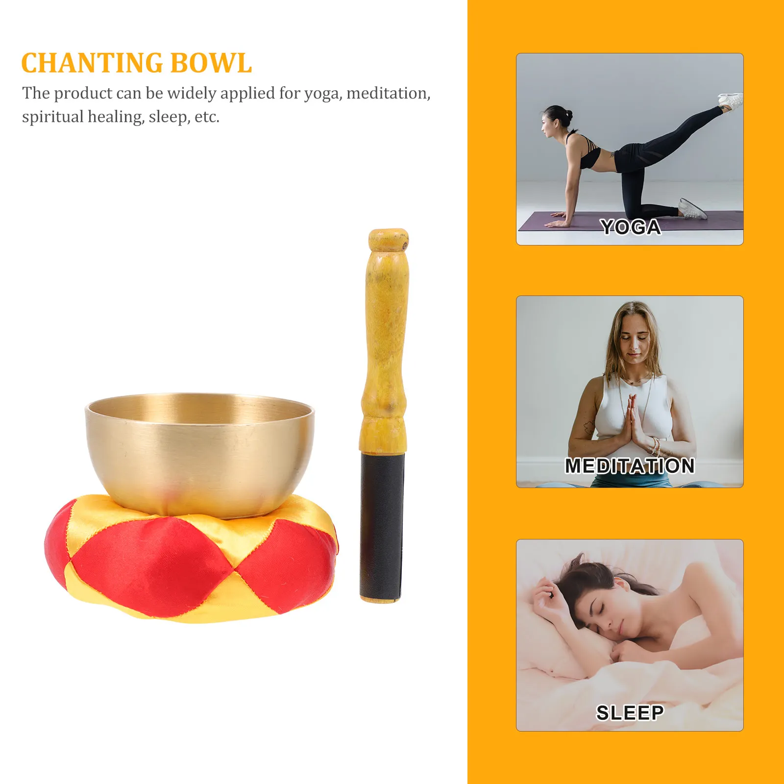 

Copper Meditation Bowl Yoga Singing Bowl Spiritual Healing Tool Portable Energy Chime Cushion Mallet Accessory