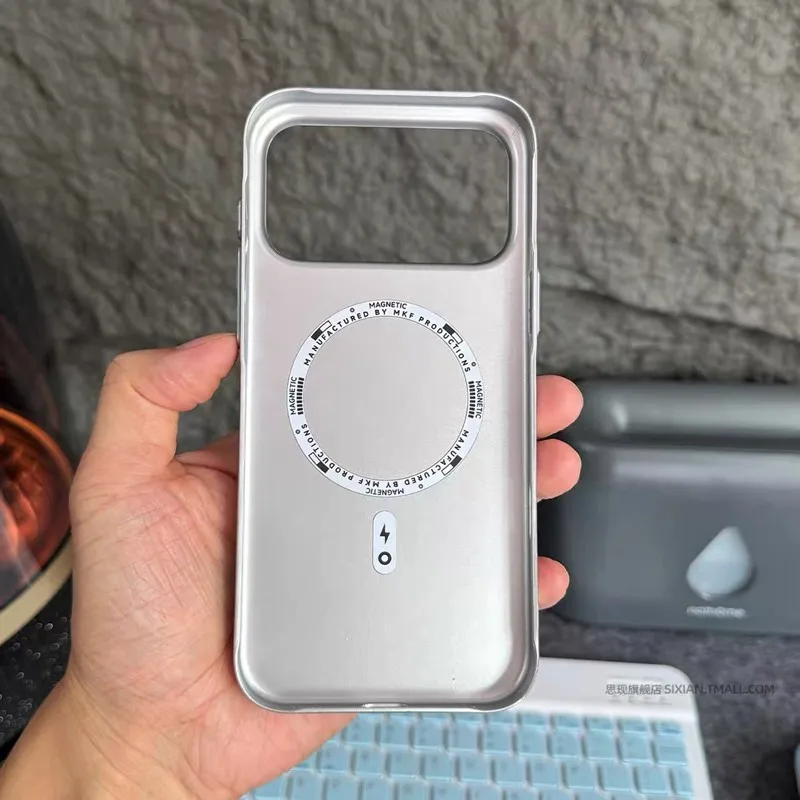 حافظة أمتعة ثلاثية الأبعاد فاخرة لهاتف آيفون 17 16 15 14 Pro Max Air مع زر AI شحن مغناطيسي غطاء كمبيوتر صلب غير لامع
