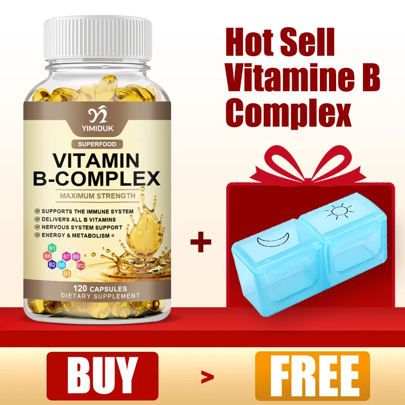 

Vitamin B Complex Capsule With B1 B2 B3 B5 B6 B7 B9 B12 Folic Acid & Biotin Help Innutrition Reduce Stress &Anxiety Help Nervous