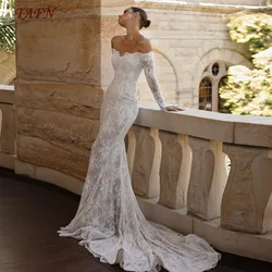 TAFN Luxury Lace Mermaid Wedding Dresses Off the Shoulder Long Sleeves Court Train Bridal Gown Custom vestidos novias Customized