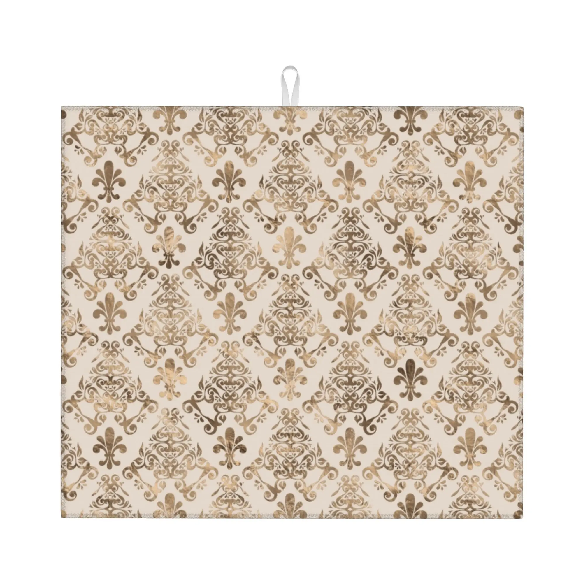 Fleur De Lis Non Slip Kitchen Counter Protector Mat Barware Tableware Reusable Fleur-De-Lys Lily Flower Drying Mat For Kitchen