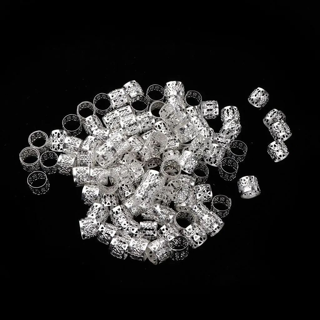 Hair Braid Cuff and Rings 100-pieces Set Unisex Metal Beads Afro Braided Wig for Crochet Hair Human Hair Styling